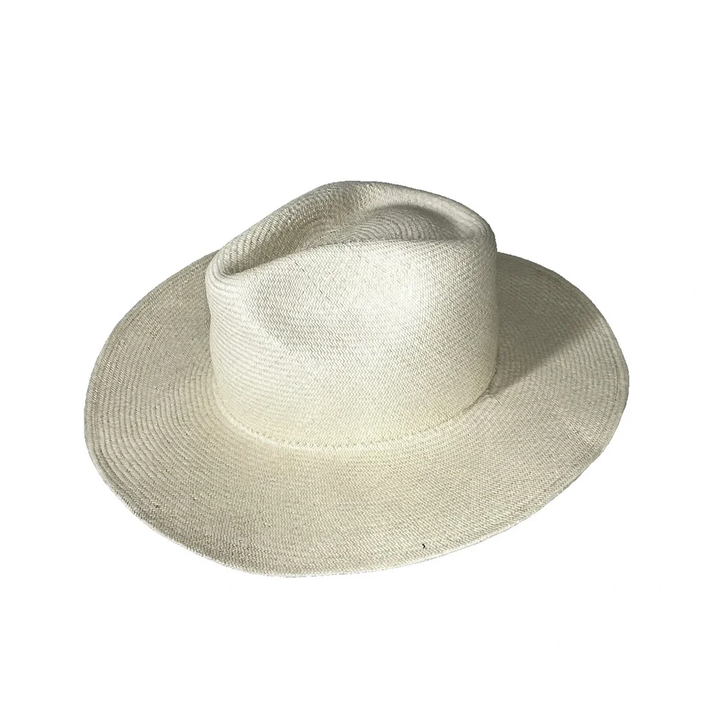 Woven Straw Panama Fedora Sun Hat Santa Fe Hat Co Montecristi Size 60 XL Damaged